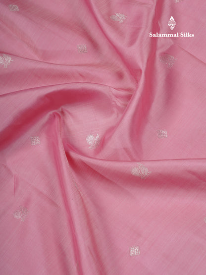 Baby Pink Pure Kanjivaram Silk Saree With Traditional Evening Morning Border