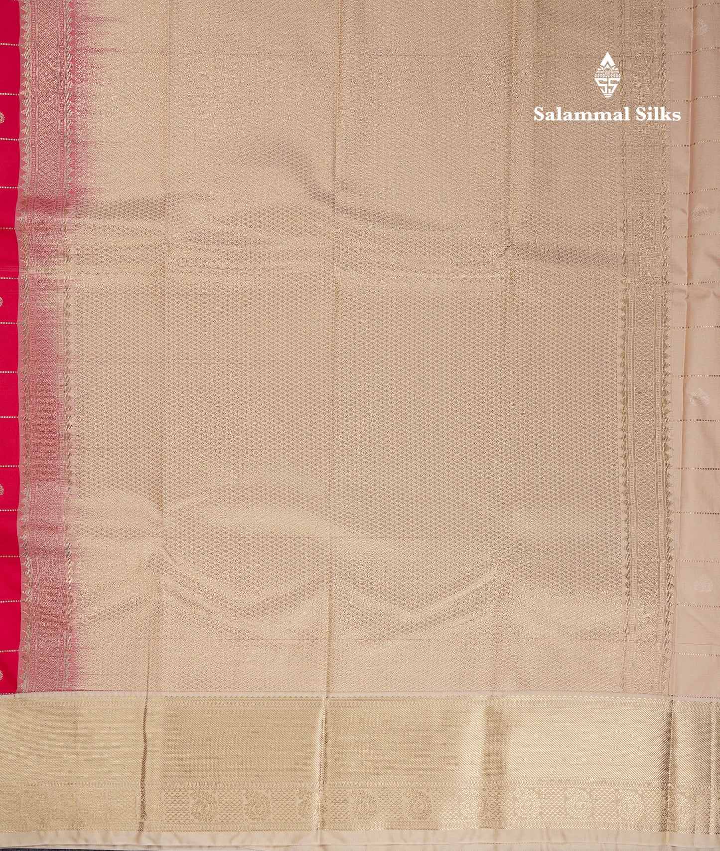 Beautiful Redish Pink Checks With Butta Semi Silk Saree With Contrast Sandal Traditional Border