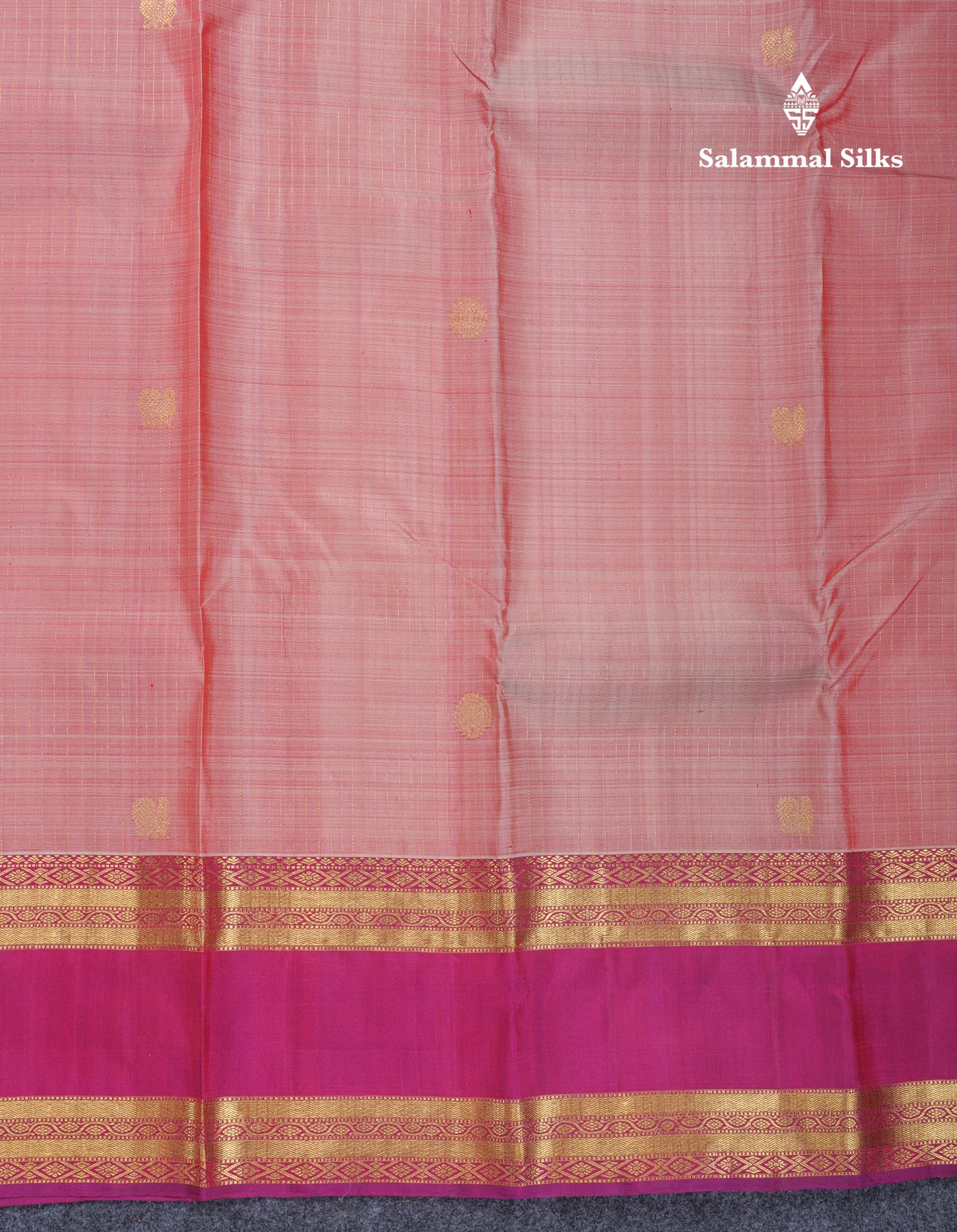 Dark Peach Pure Kanjivaram Silk Saree With Contrast Vadamalli Traditional Gap Eveving Morning Border