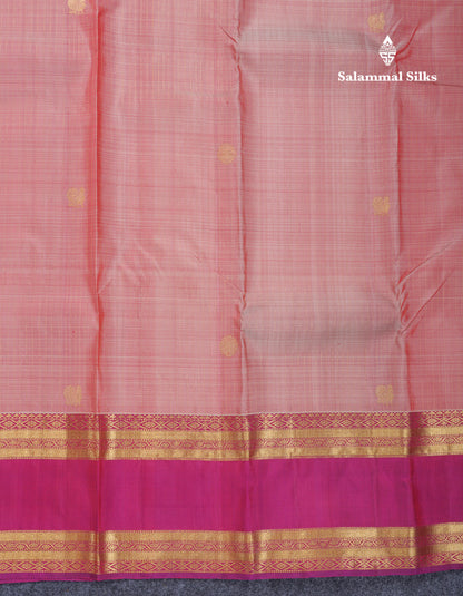 Dark Peach Pure Kanjivaram Silk Saree With Contrast Vadamalli Traditional Gap Eveving Morning Border
