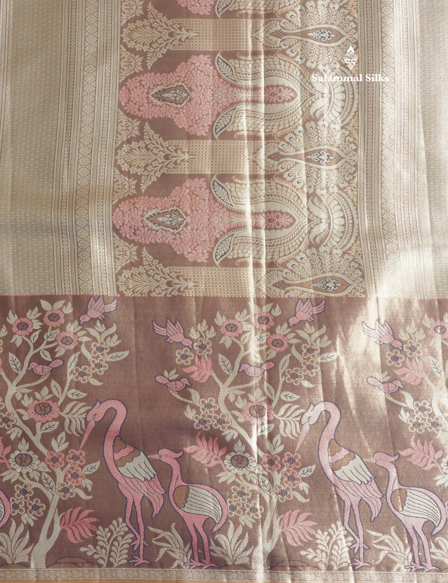 Light Pink Bridal Semi Silk Saree With Contrast Peach Evening Morning Border