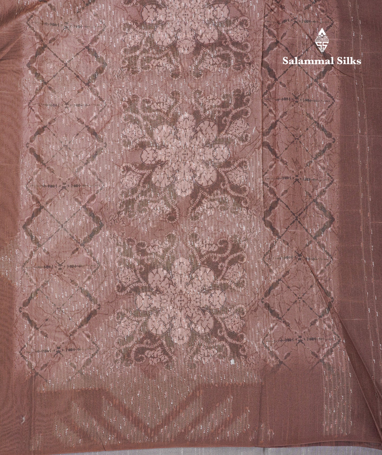 Onion Pink Thread Work Printed Semi Tussar Fancy Saree With Contrast Magenta Border