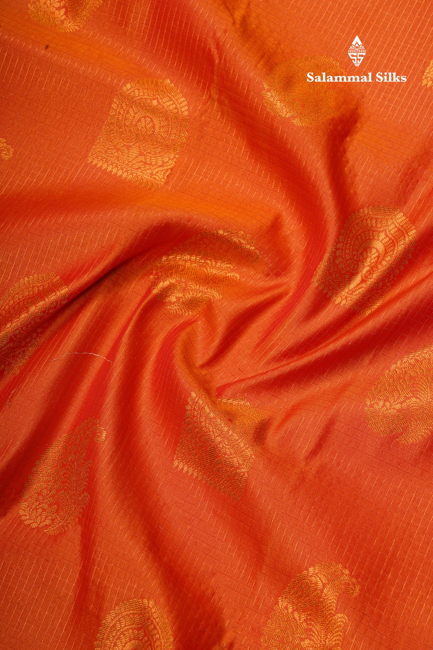 Orange Tiny Zari Checks Semi Silk Saree With Contrast Pink Border