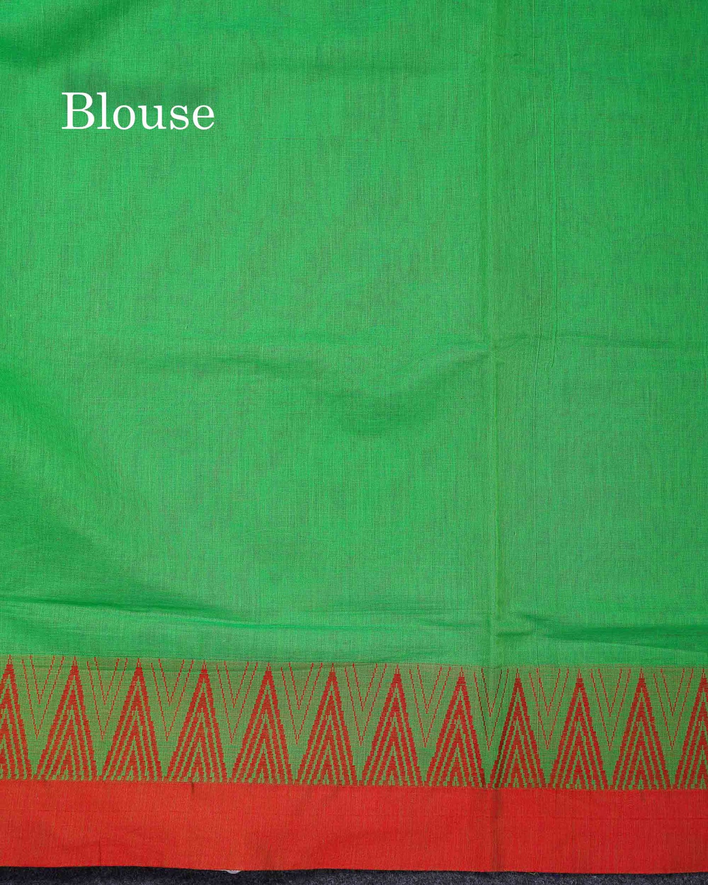 Beautiful Parrot Green Plain Pure Cotton Saree With Contrast Red Traditional Temple Border