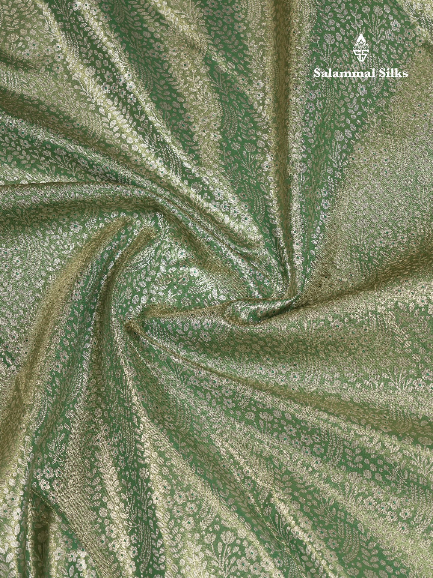 Beautiful Light Green Tissue Semi Silk Saree With Contrast Moss Green Traditional Evening Morning Border