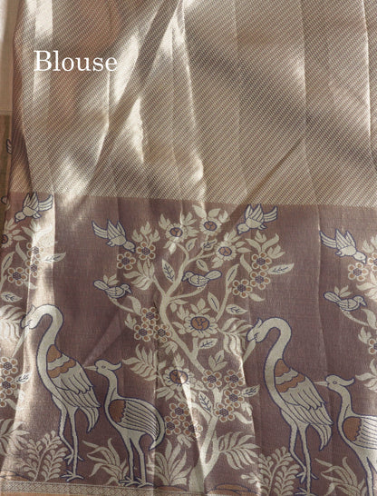 Light Pink Bridal Semi Silk Saree With Contrast Peach Evening Morning Border