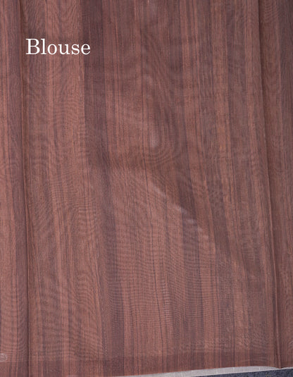 Onion Pink Thread Work Printed Semi Tussar Fancy Saree With Contrast Magenta Border