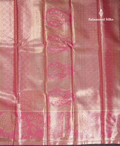 Beautiful Lemon Yellow Tissue Semi Silk Saree With Contrast Pink Fancy Border