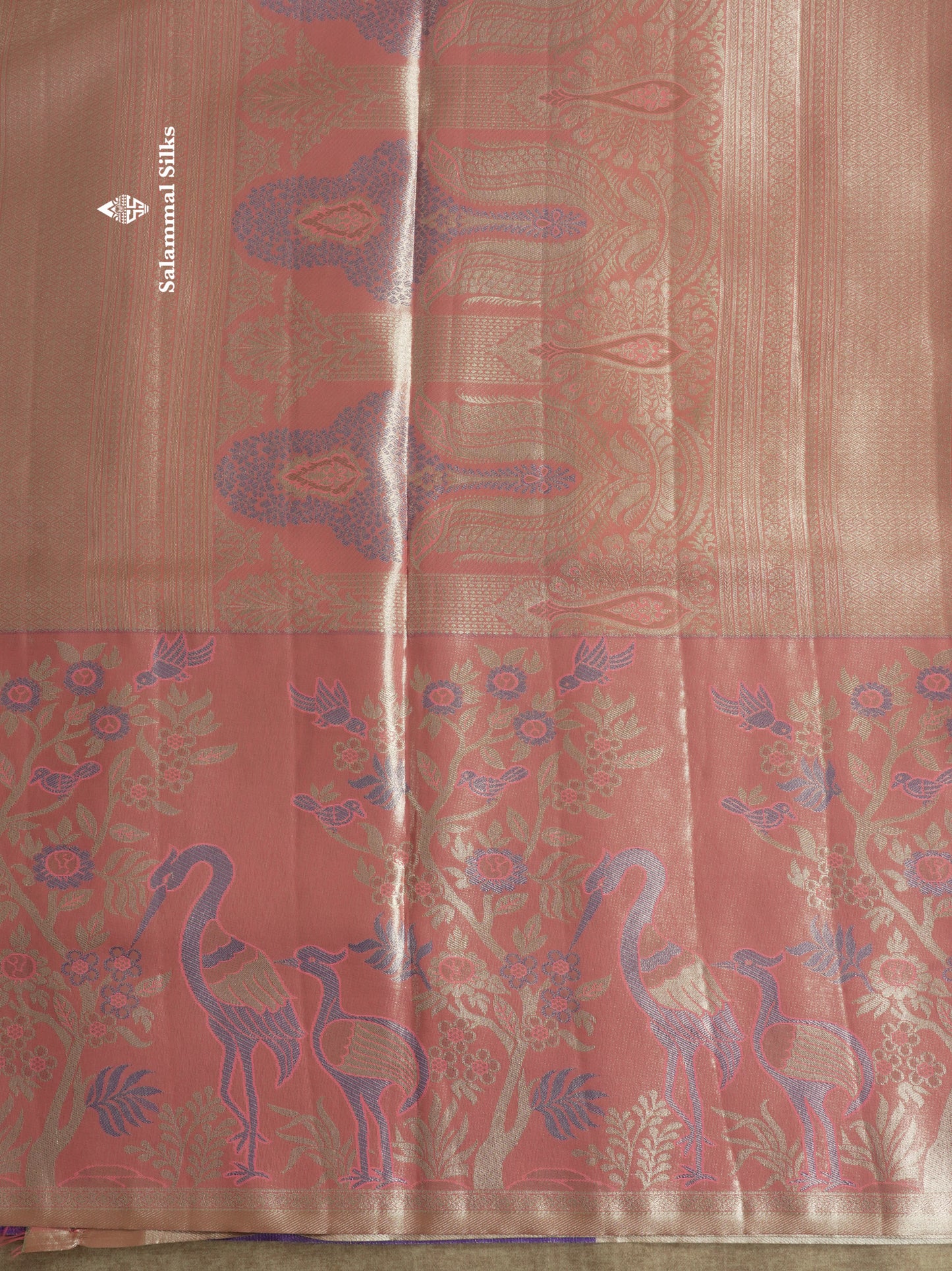 Light Pink Bridal Semi Silk Saree With Contrast Peach Evening Morning Border