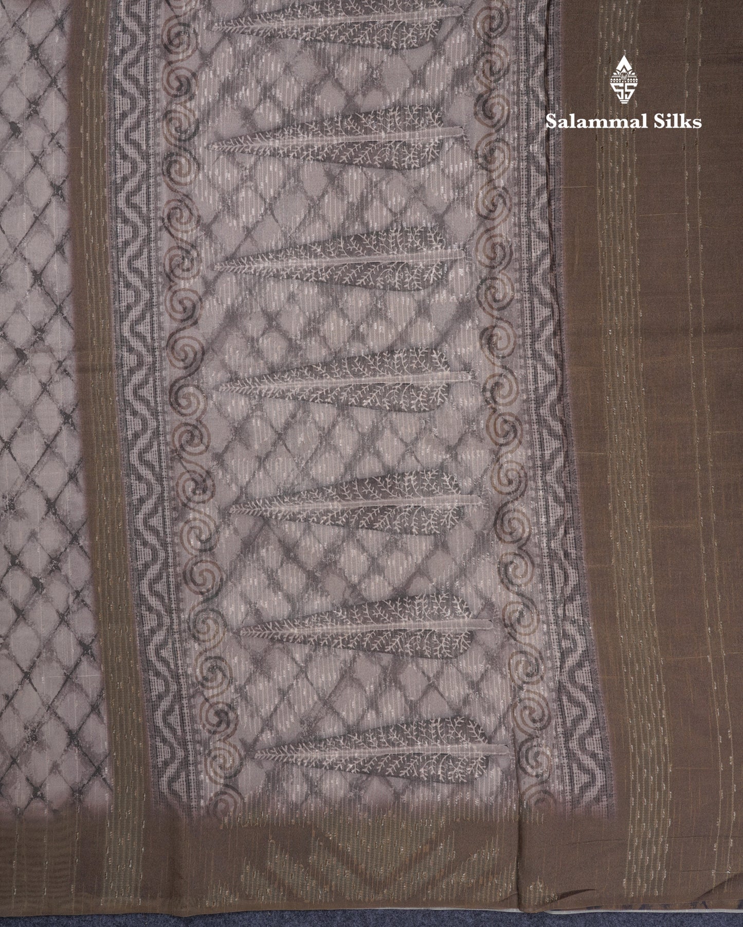 Onion Pink Thread Work Printed Semi Tussar Fancy Saree With Contrast Magenta Border