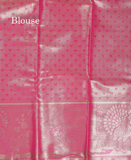 Beautiful Lemon Yellow Tissue Semi Silk Saree With Contrast Pink Fancy Border
