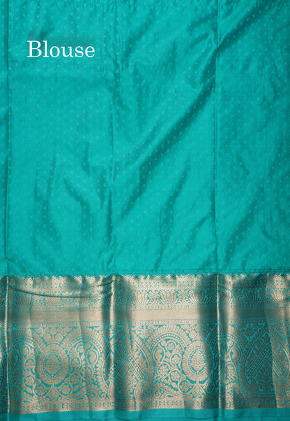 Purple Bridal Semi Silk Saree With Contrast Sapphire Green Border