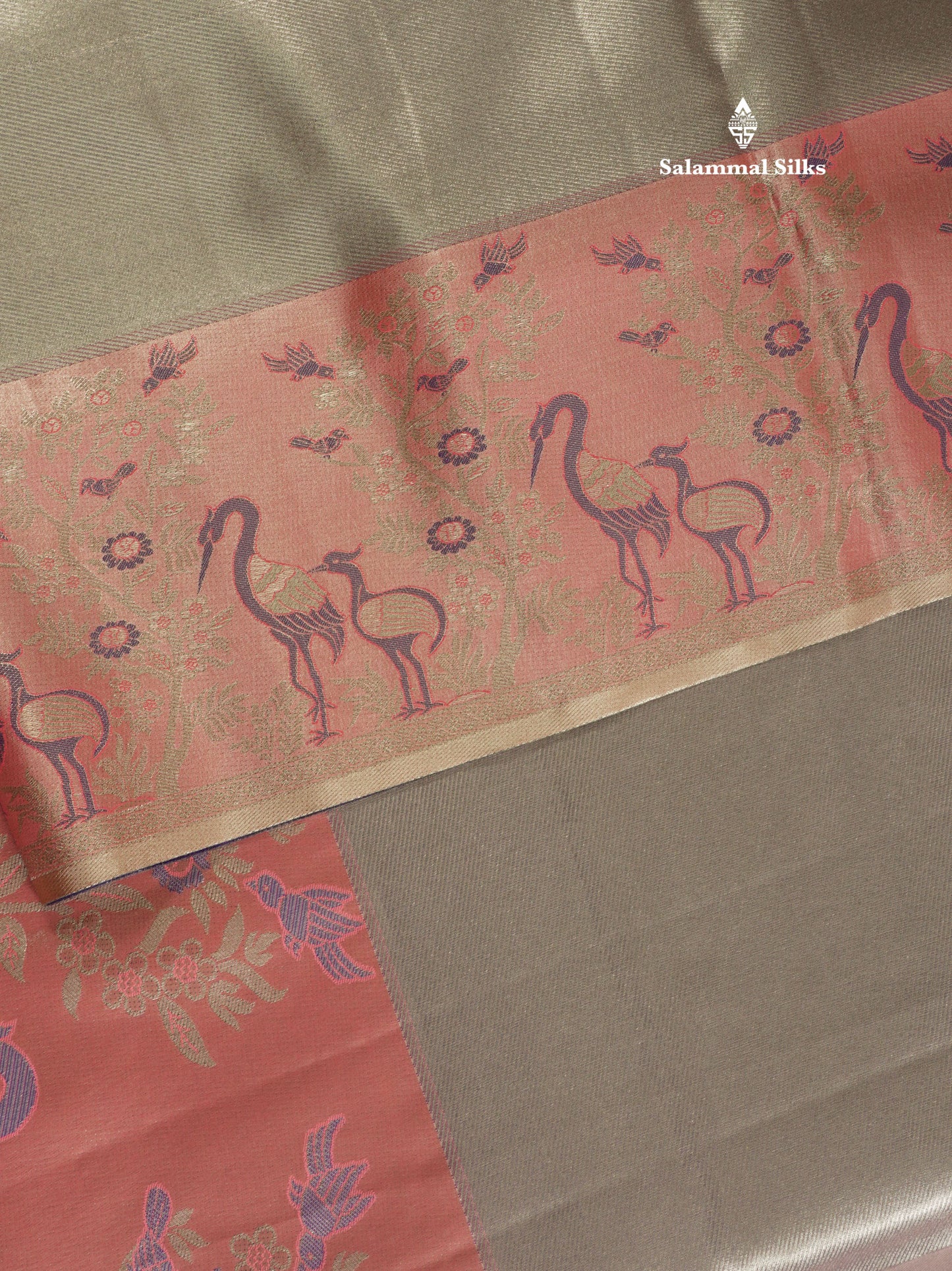 Light Pink Bridal Semi Silk Saree With Contrast Peach Evening Morning Border
