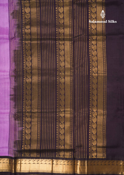 Lavender Pure Silk Cotton Saree With Contrast Black Border