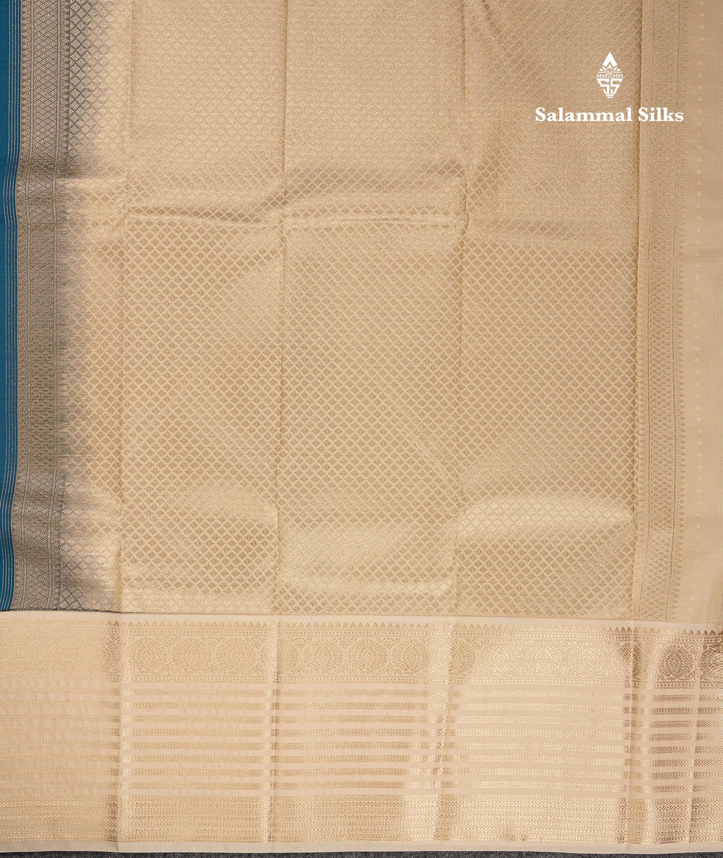 Beautiful Ramar Blue Semi Silk Saree With Contrast Cream Sandal Traditional Evening Morning Border