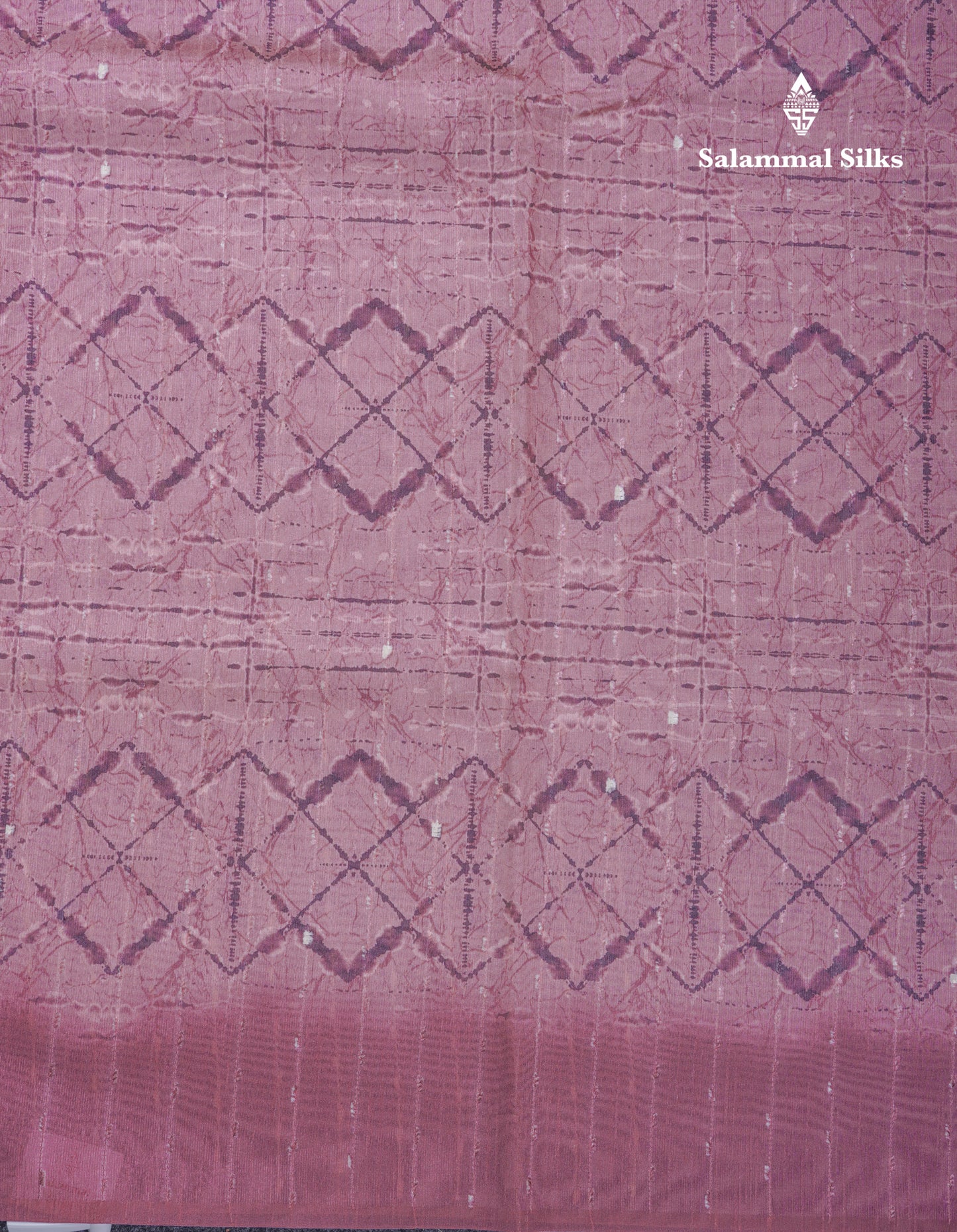 Onion Pink Thread Work Printed Semi Tussar Fancy Saree With Contrast Magenta Border