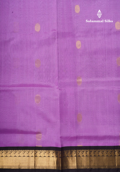 Lavender Pure Silk Cotton Saree With Contrast Black Border
