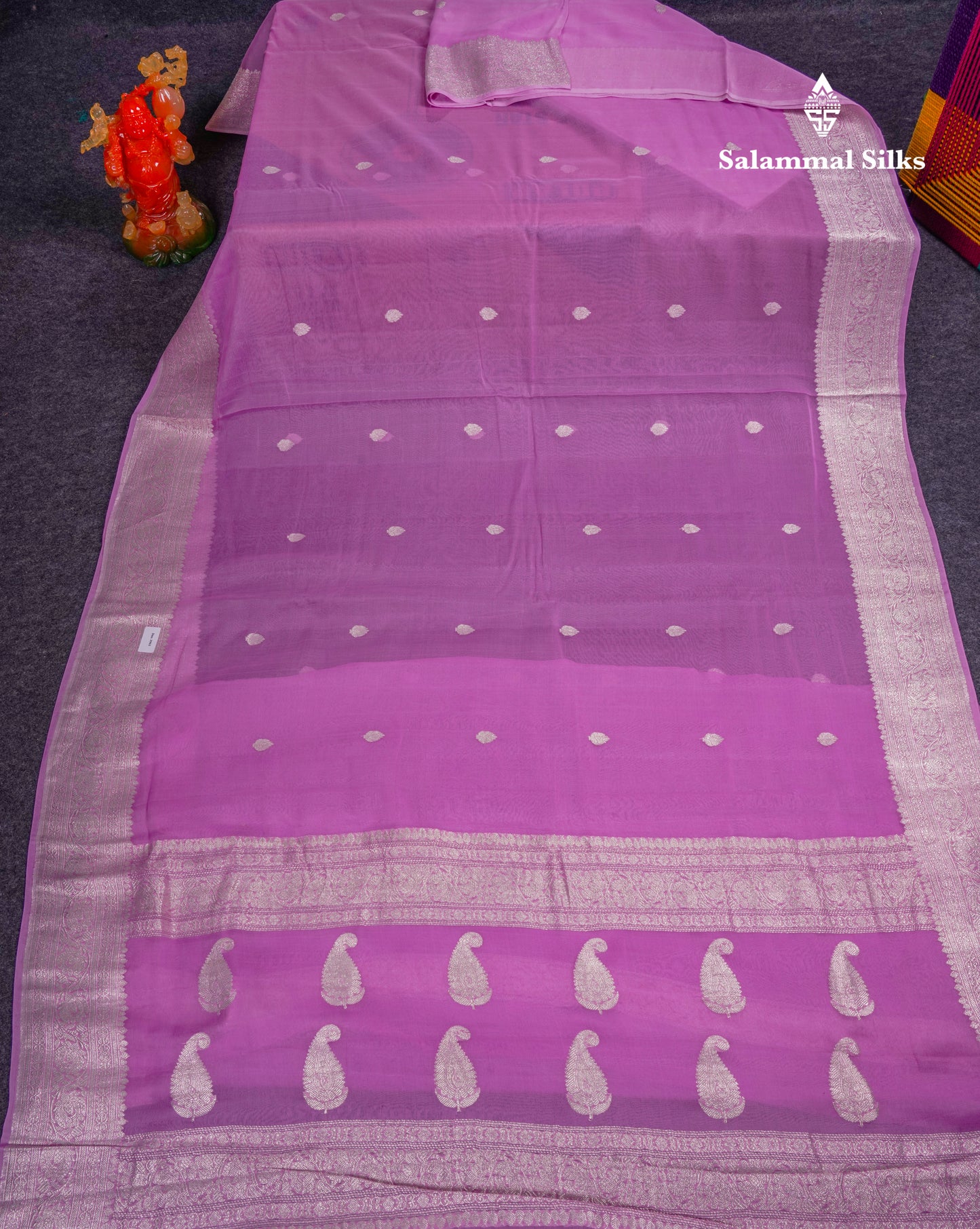 Beautiful Baby Pink Handloom Banaras Pure Chiffon Saree With Fancy Border