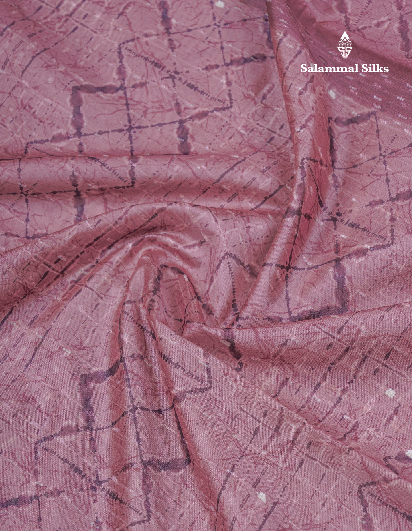 Onion Pink Thread Work Printed Semi Tussar Fancy Saree With Contrast Magenta Border