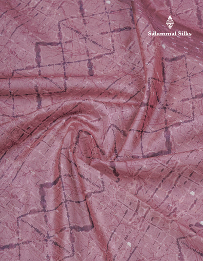 Onion Pink Thread Work Printed Semi Tussar Fancy Saree With Contrast Magenta Border