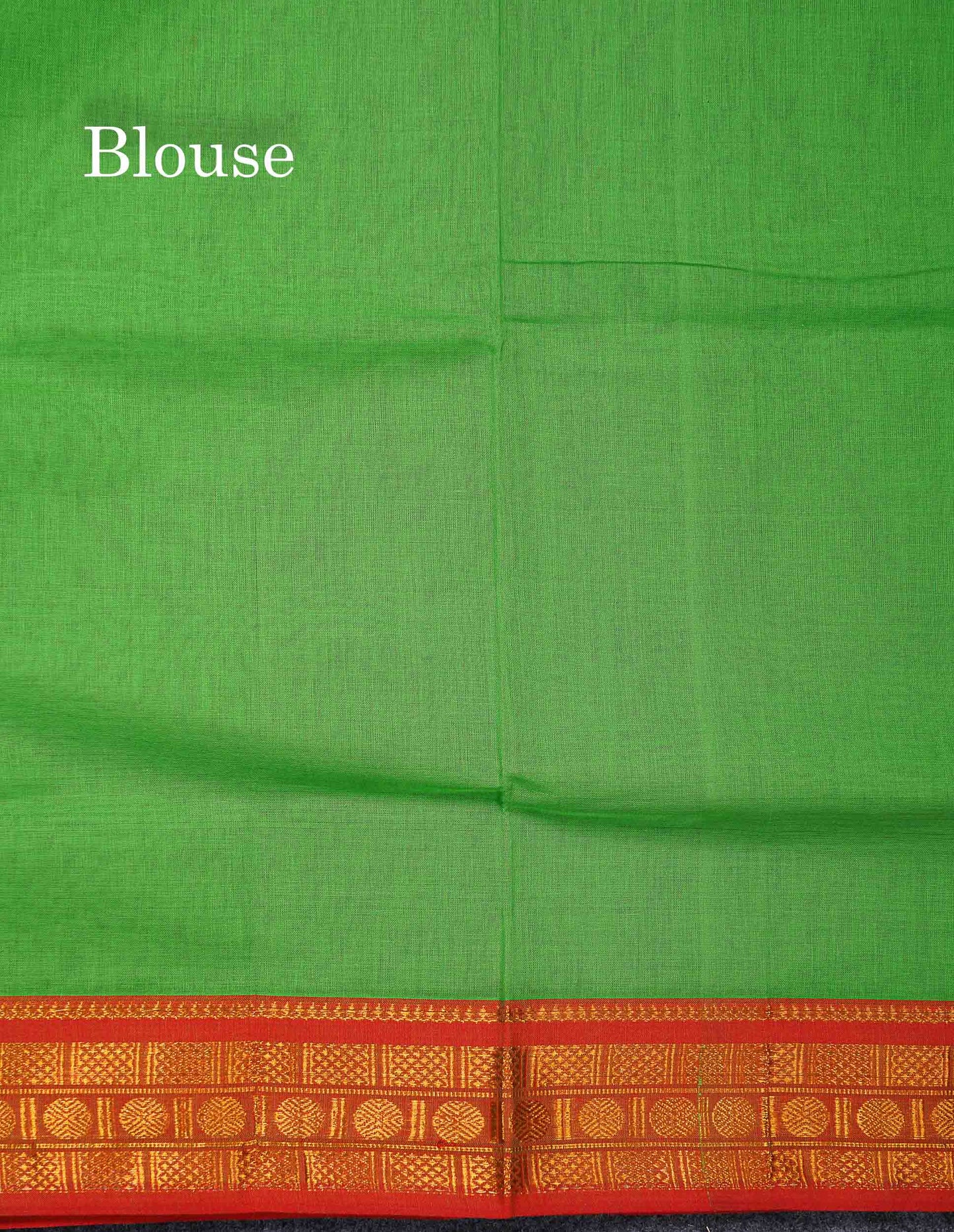 Beautiful Parrot Green Plain Pure Cotton Saree With Contrast Orange Traditional Border