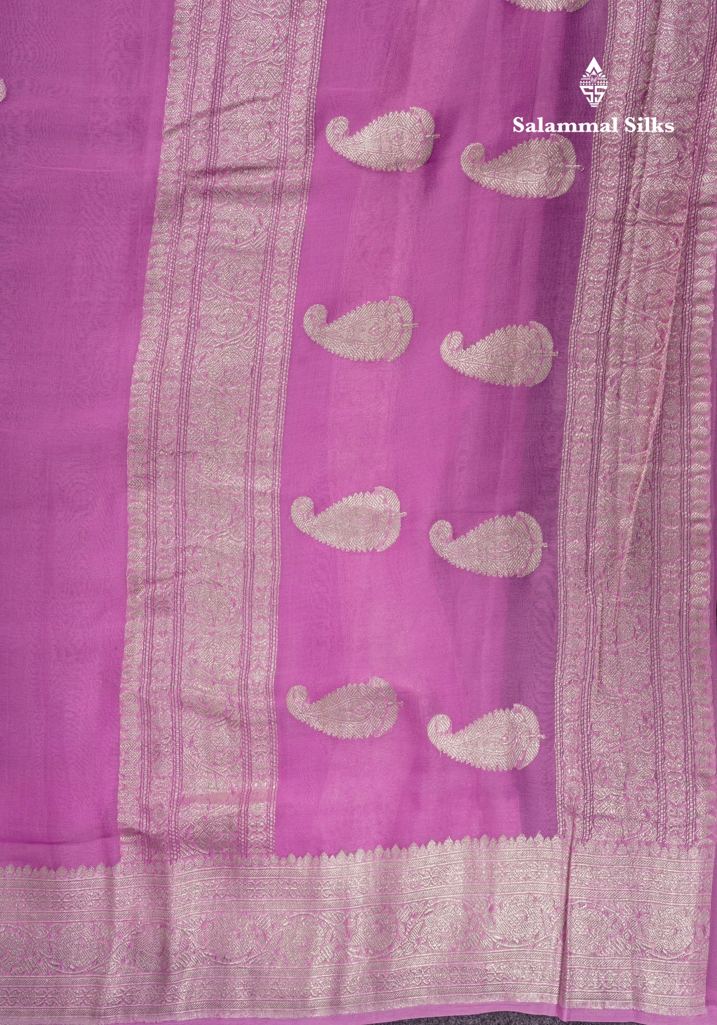 Beautiful Baby Pink Handloom Banaras Pure Chiffon Saree With Fancy Border