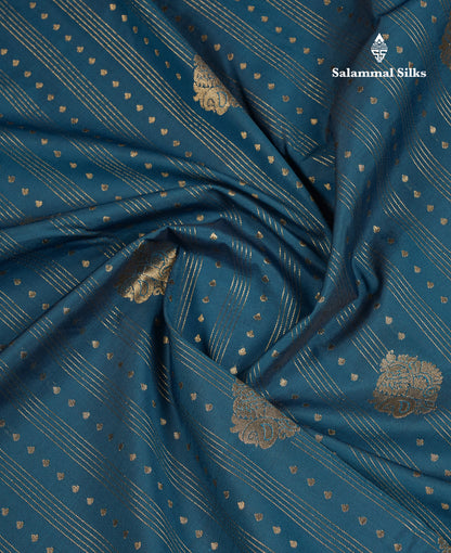 Beautiful Ramar Blue Semi Silk Saree With Contrast Cream Sandal Traditional Evening Morning Border