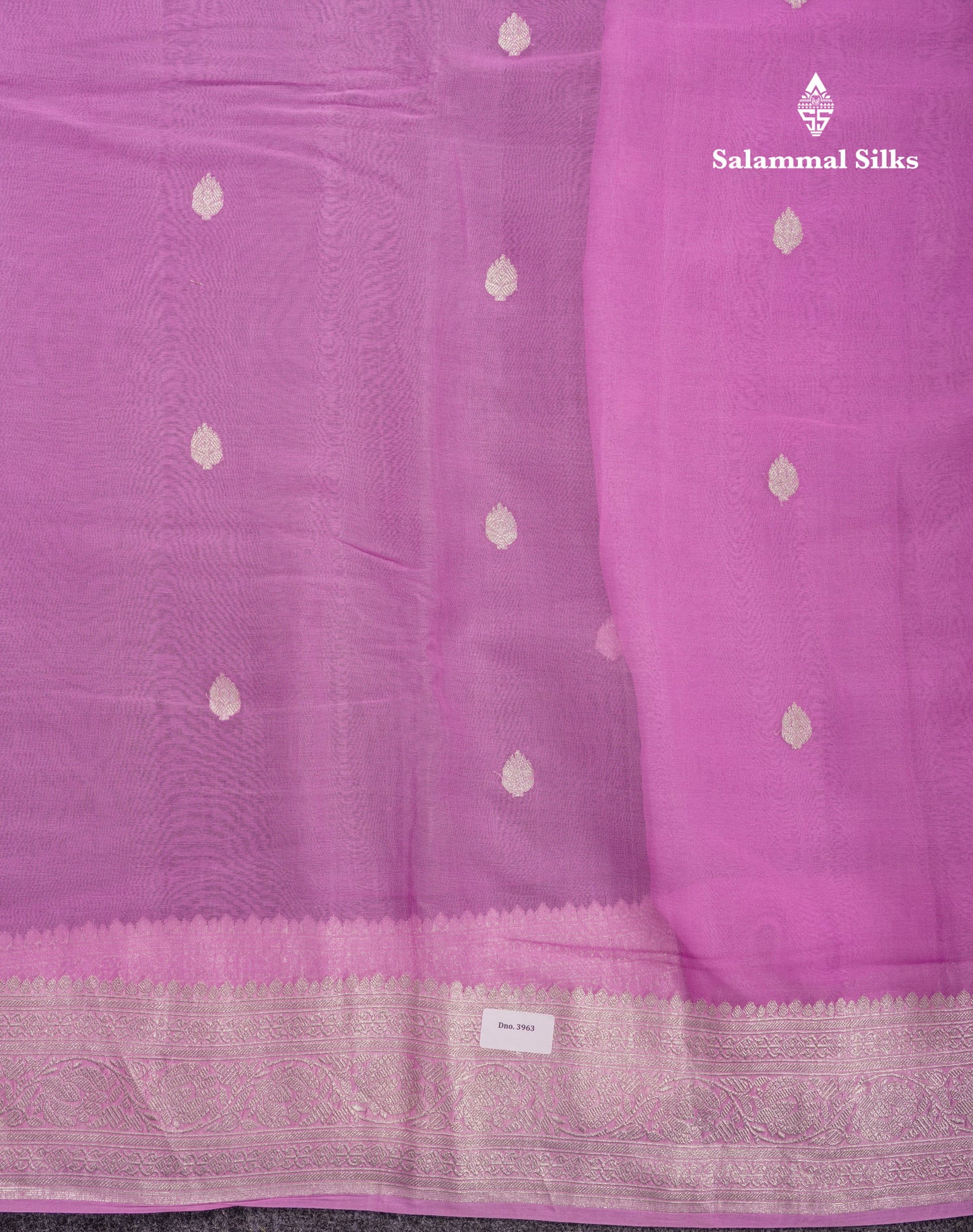 Beautiful Baby Pink Handloom Banaras Pure Chiffon Saree With Fancy Border