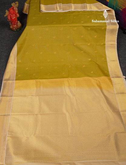 Beautiful Manthulir Yellow Tiny Checks With Butta Semi Silk Saree With Contrast Cream Sandal Traditional Border