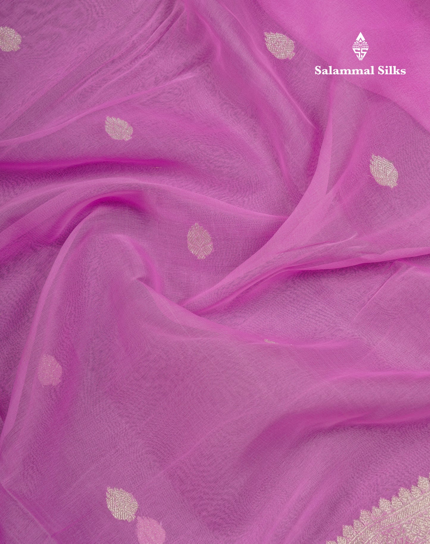 Beautiful Baby Pink Handloom Banaras Pure Chiffon Saree With Fancy Border