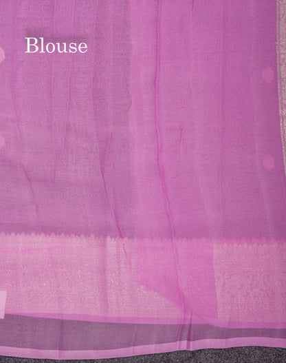 Beautiful Baby Pink Handloom Banaras Pure Chiffon Saree With Fancy Border