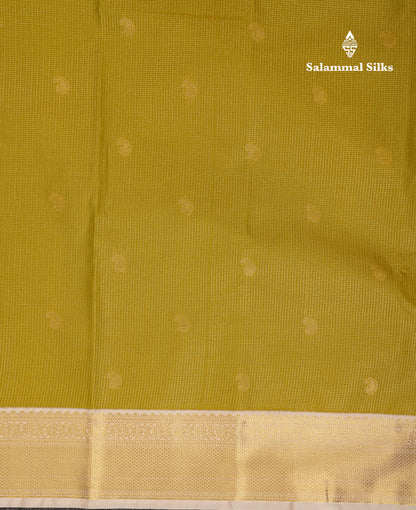 Beautiful Manthulir Yellow Tiny Checks With Butta Semi Silk Saree With Contrast Cream Sandal Traditional Border