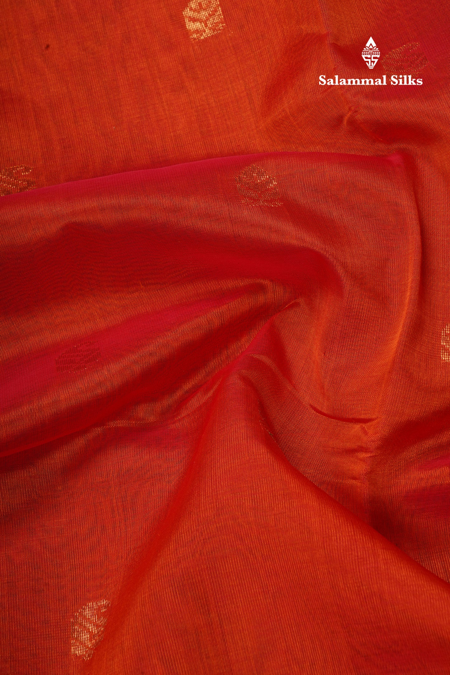 Orange Shade Pure Silk Cotton Saree With Contrast Manthulir Green Blouse