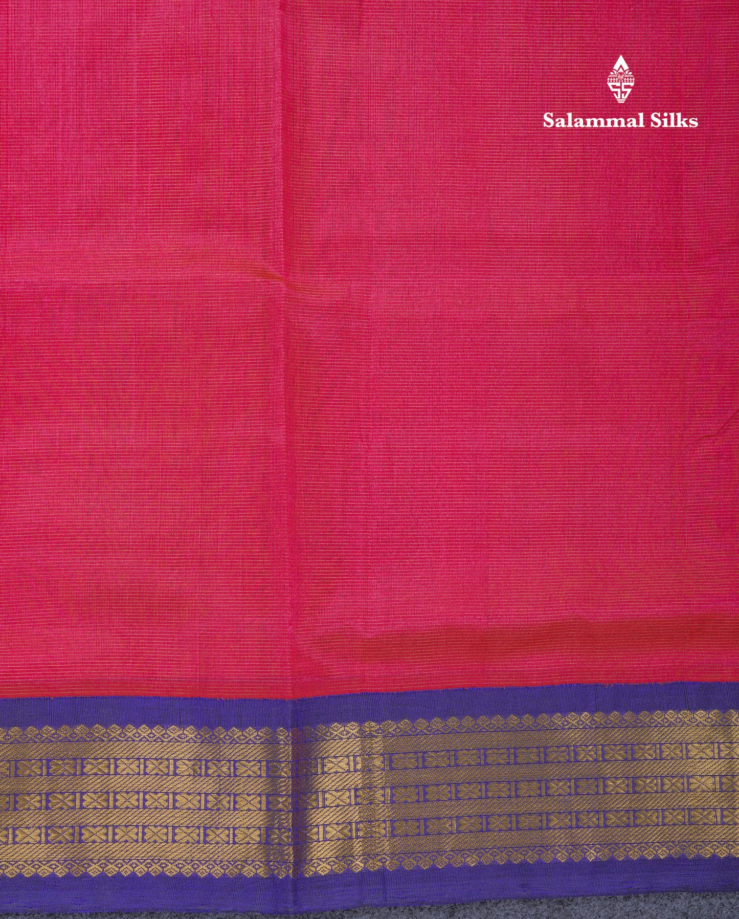 Pink Vaira Oosi Semi Silk Cotton Saree With Contrast Violet Traditional Border