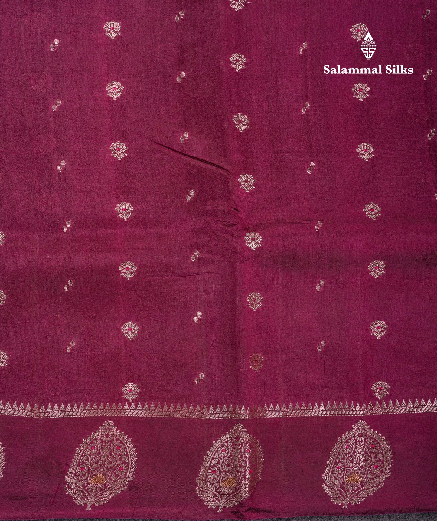 Beautiful Dark Magenta Handloom Banaras Menakari Work Raw Mango Silk Saree With Fancy Border