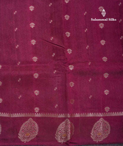 Beautiful Dark Magenta Handloom Banaras Menakari Work Raw Mango Silk Saree With Fancy Border