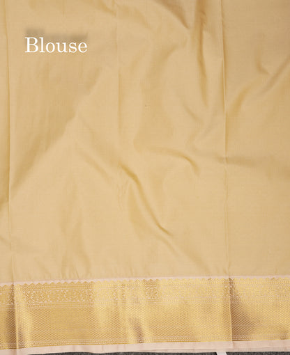 Beautiful Manthulir Yellow Tiny Checks With Butta Semi Silk Saree With Contrast Cream Sandal Traditional Border