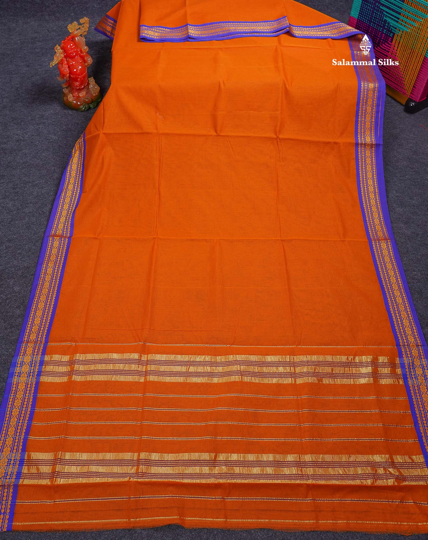 Beautiful Mango Yellow Plain Pure Cotton Saree With Contrast Dual Tone Green Traditional Border