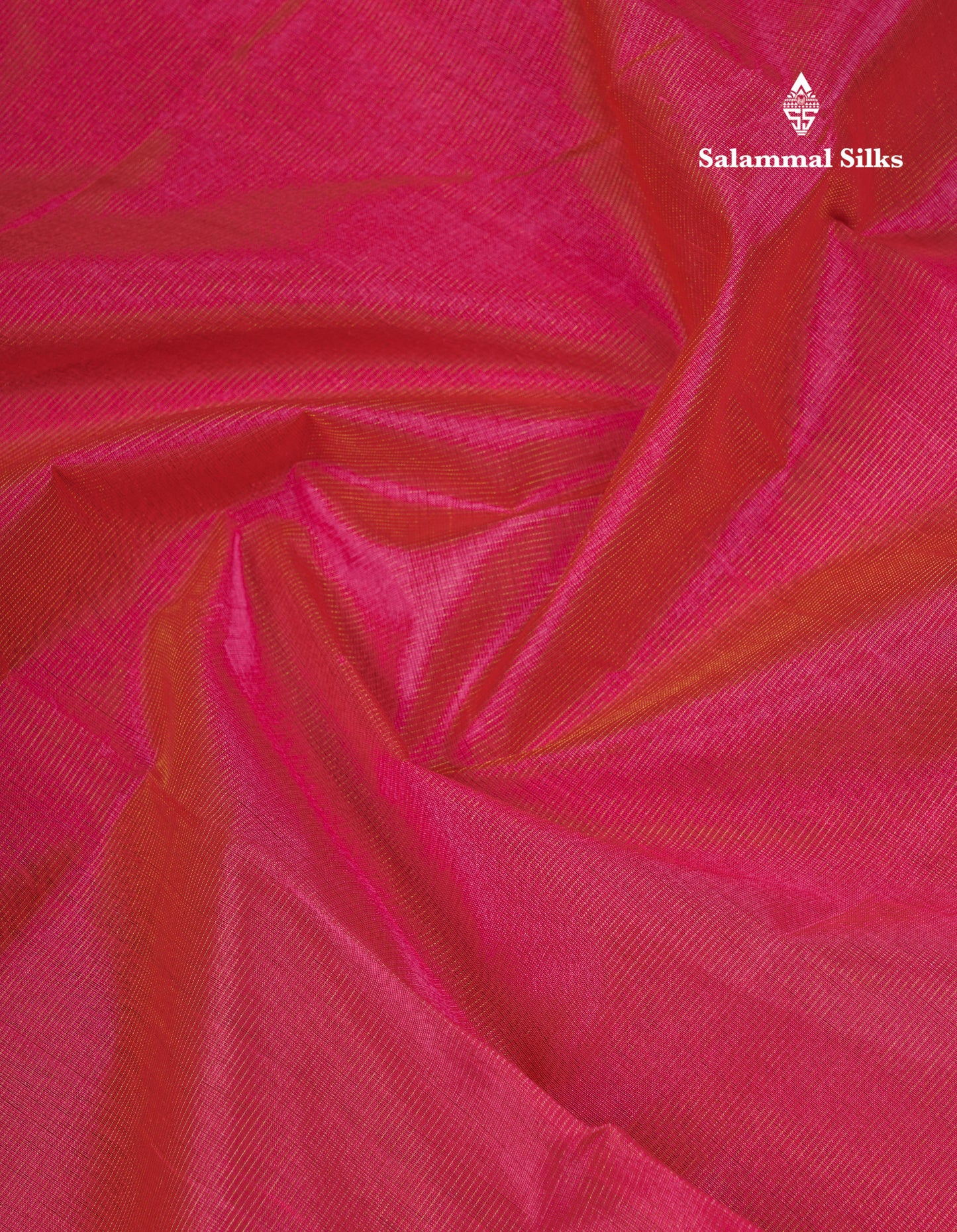 Pink Vaira Oosi Semi Silk Cotton Saree With Contrast Violet Traditional Border