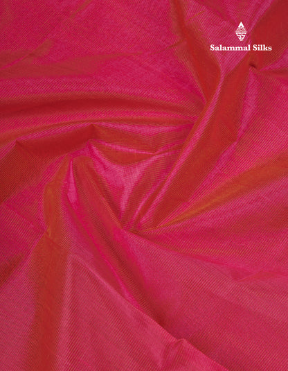 Pink Vaira Oosi Semi Silk Cotton Saree With Contrast Violet Traditional Border