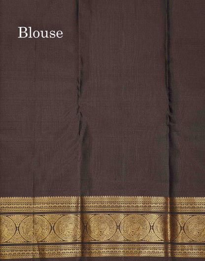 Pure Kanjivaram Silk Saree - Onion Pink Colour Body Small Checks With Butta & Contrast Dark Brown Border