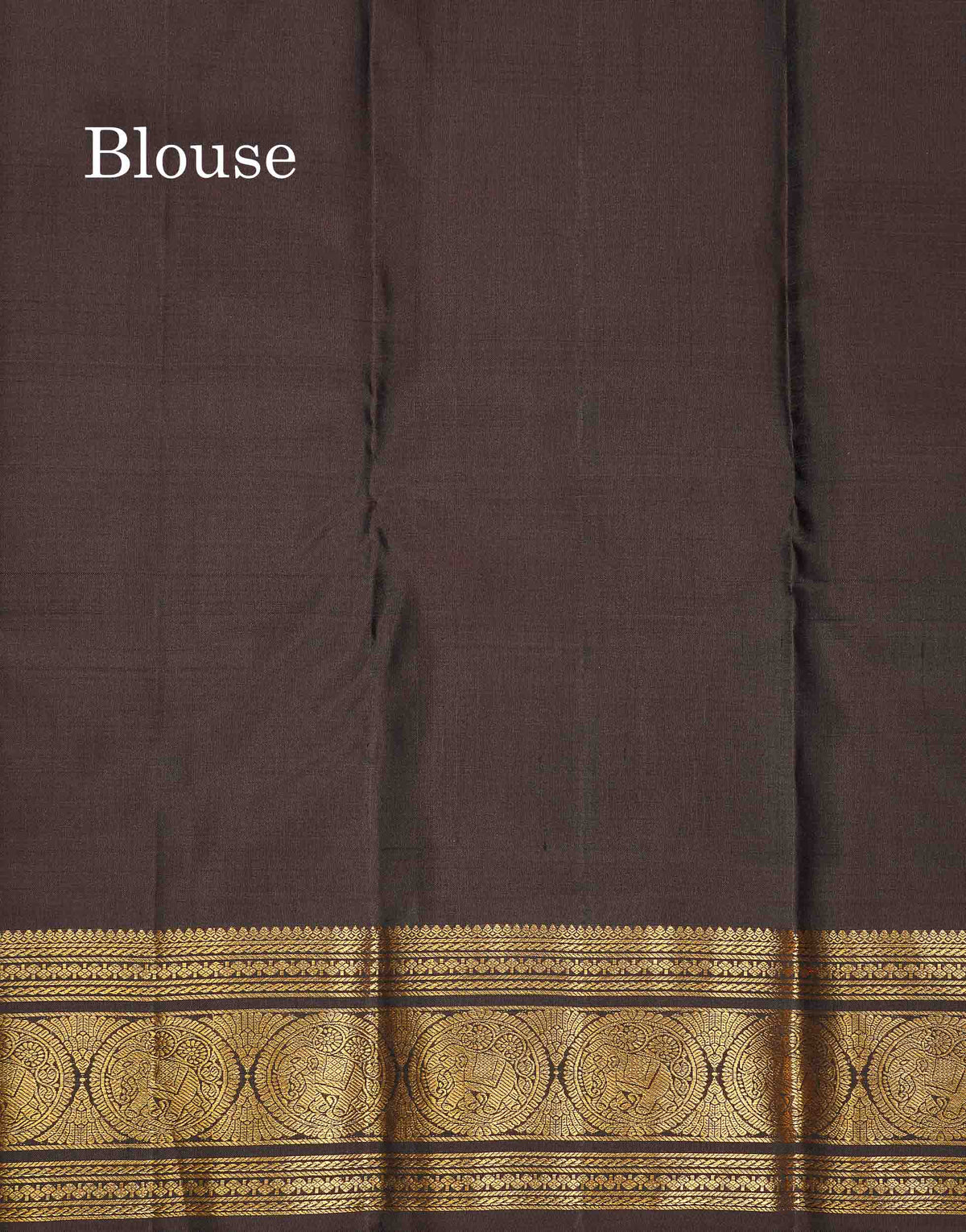 Pure Kanjivaram Silk Saree - Bottle Green Colour Body Zari Butta With Contrast Dark Brown Gap Border