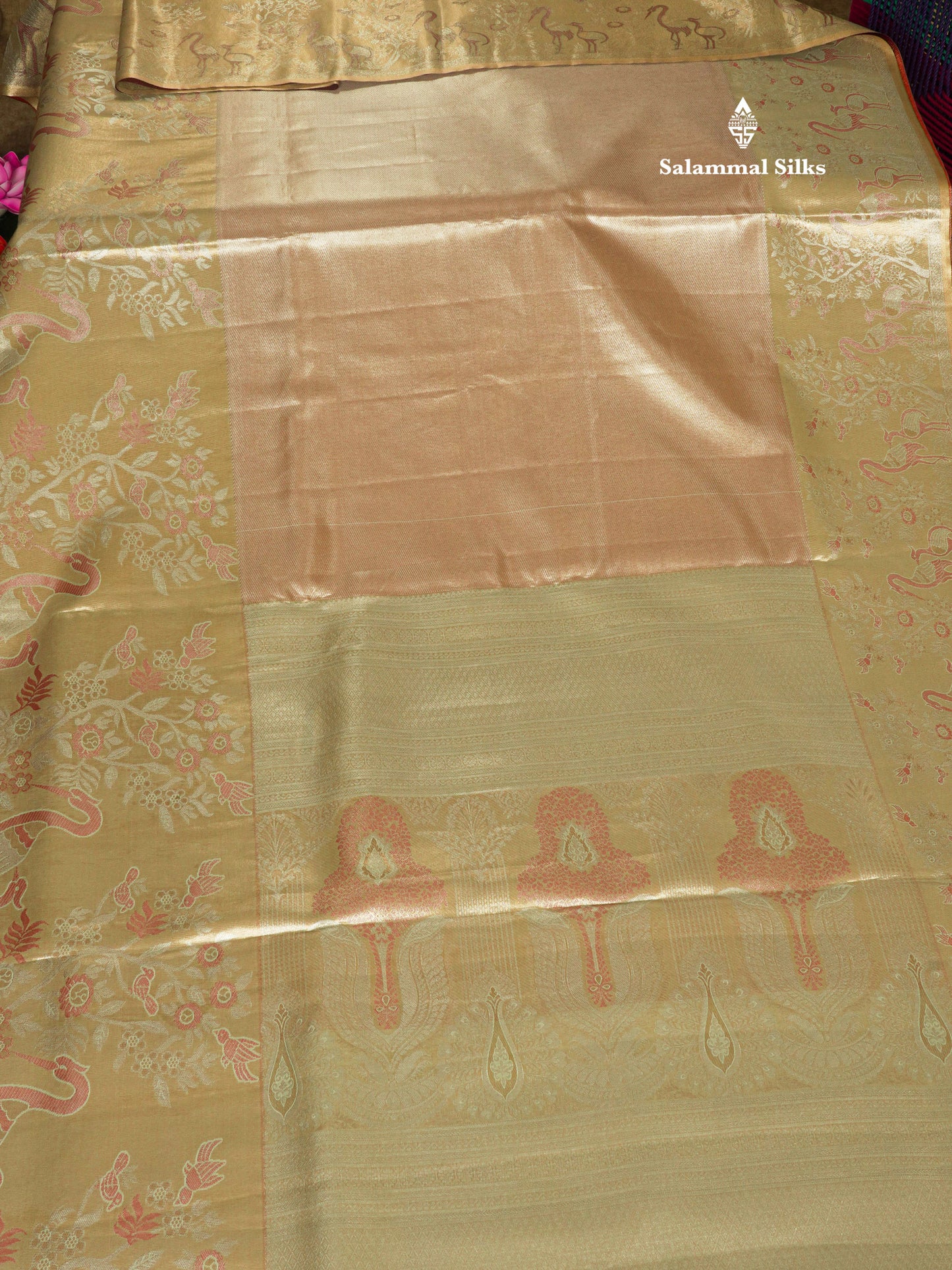 Light Pink Bridal Semi Silk Saree With Contrast Peach Evening Morning Border