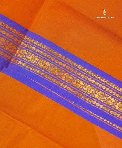Beautiful Mango Yellow Plain Pure Cotton Saree With Contrast Dual Tone Green Traditional Border