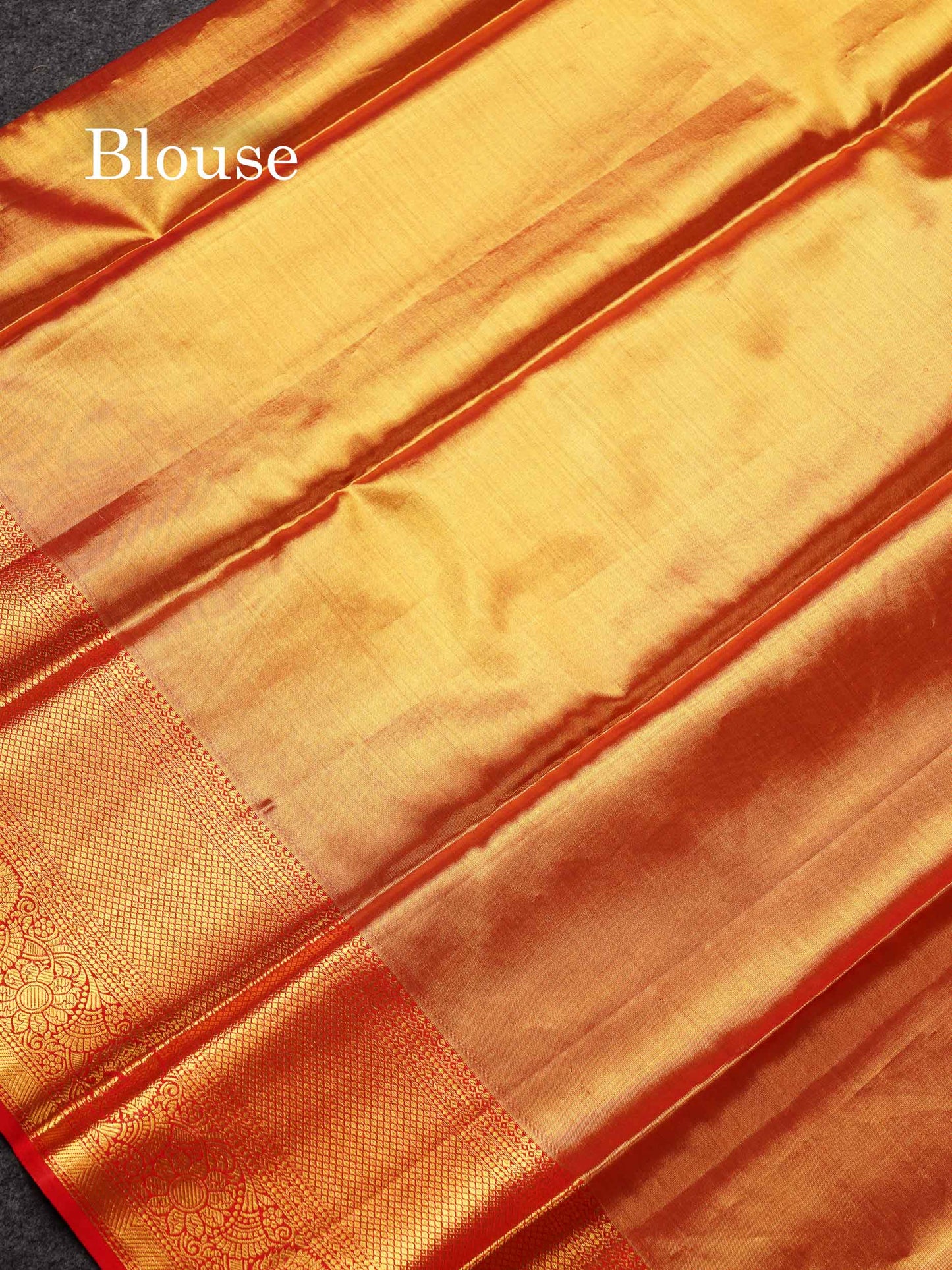 Beautiful Orange Tissue Bridal Pure Kanjivaram Silk Saree With Contrast Red Traditional Border