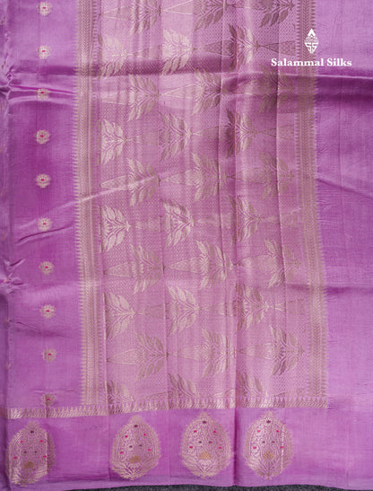 Beautiful Dark Magenta Handloom Banaras Menakari Work Raw Mango Silk Saree With Fancy Border