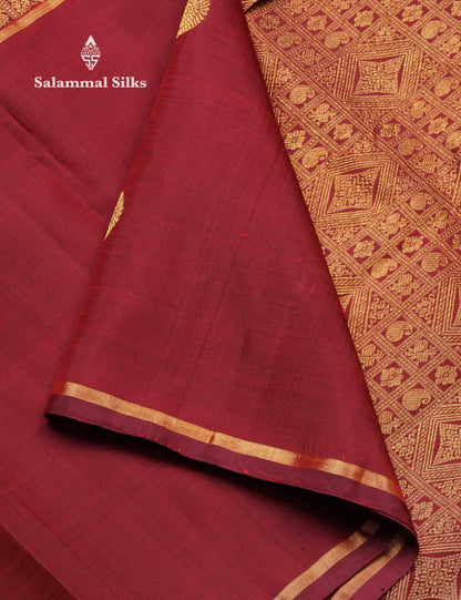 Beautiful Dual Tone Magenta Pure Kanjivaram Silk Saree With Traditional Long Peacocok & Chakaram Butta Border