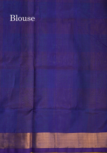 Paalum Pazham Checks Pure Silk Cotton Saree With Gold Zari Border