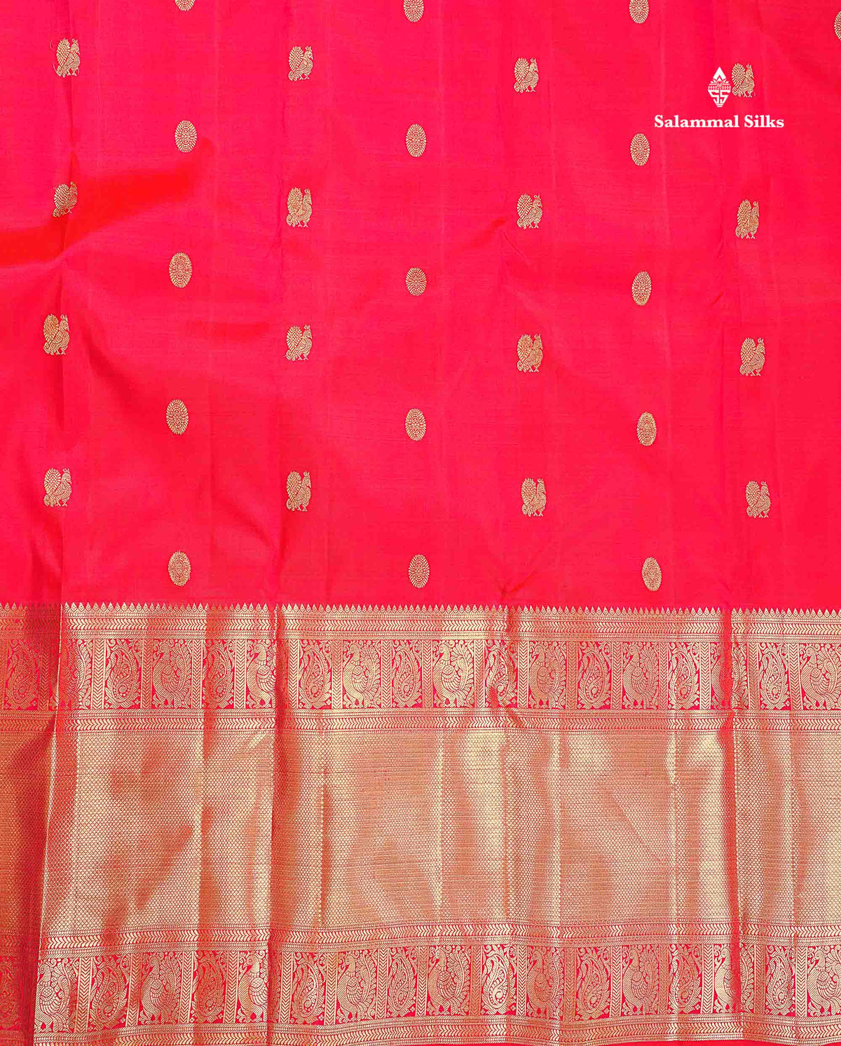 Pure Kanjivaram Silk Saree - Redish Pink Colour Body With Traditional Evening Morning Border