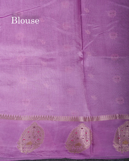 Beautiful Dark Magenta Handloom Banaras Menakari Work Raw Mango Silk Saree With Fancy Border